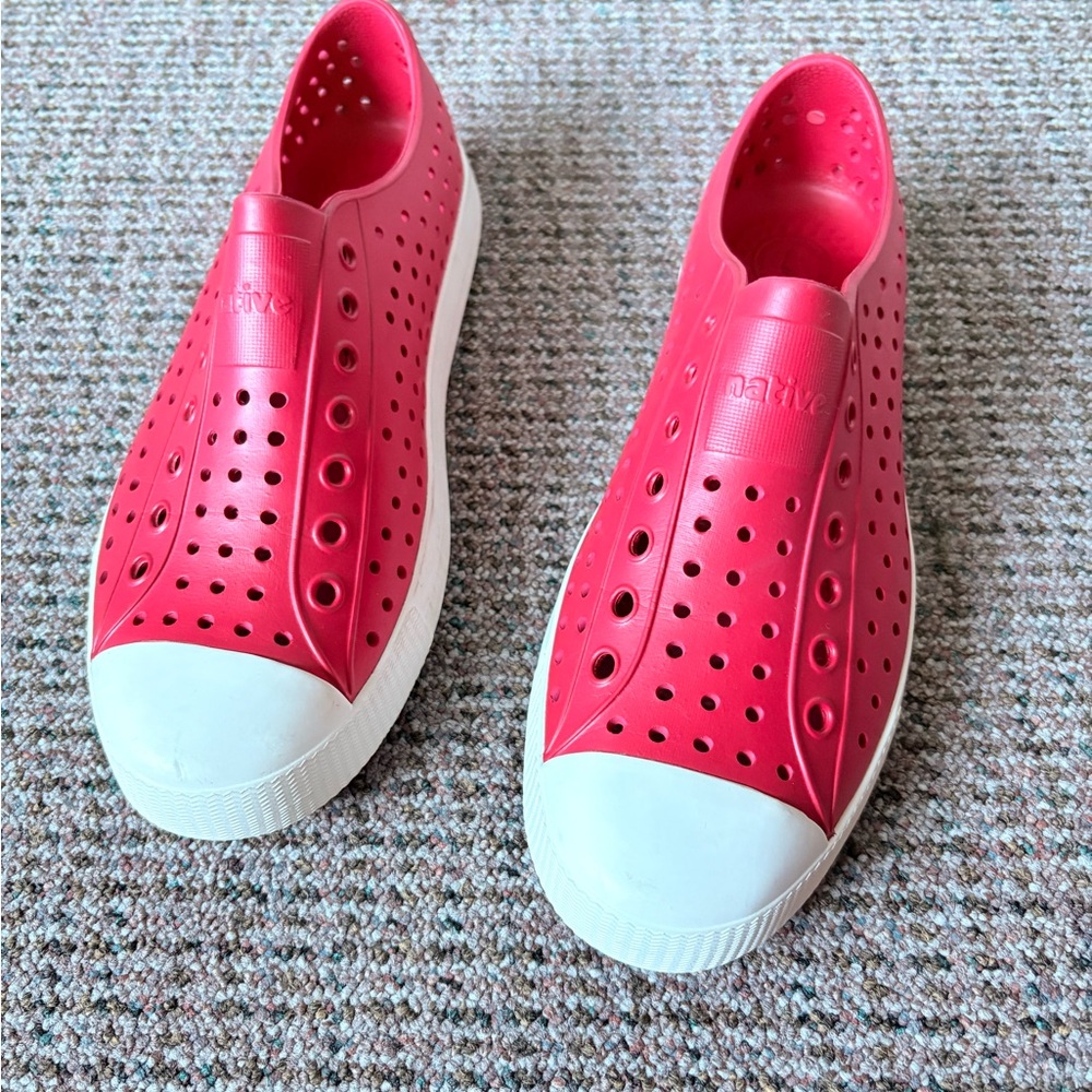 Native Red and White Water Shoes Slip-On Perforated Design